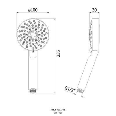 FJHOF-F3173WS ฝักบัวอาบน้ำแบบสายอ่อน 3 ระบบ สีโครเมี่ยม