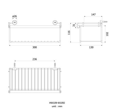 HW109-W109J ชั้นเอนกประสงค์สติดผนัง(ใหญ่) W109J