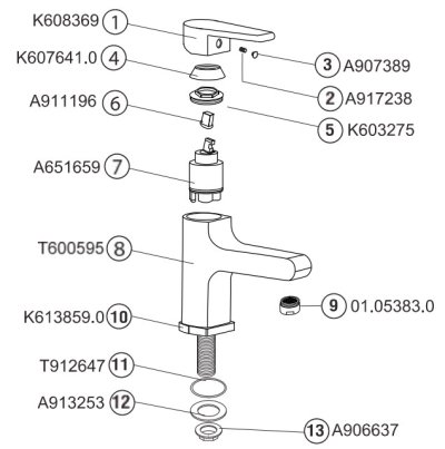 A-1623-10 ก๊อกน้ำเย็นอ่างล้างหน้า รุ่น ONYX MONO