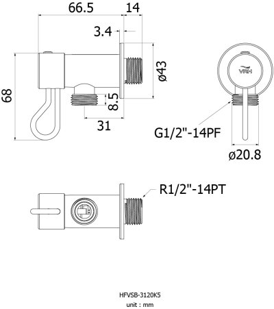 HFVSB-3120K5 ก๊อกฝักบัวเดี่ยว(สาย)ติดผนัง รุ่น NEW BONNY