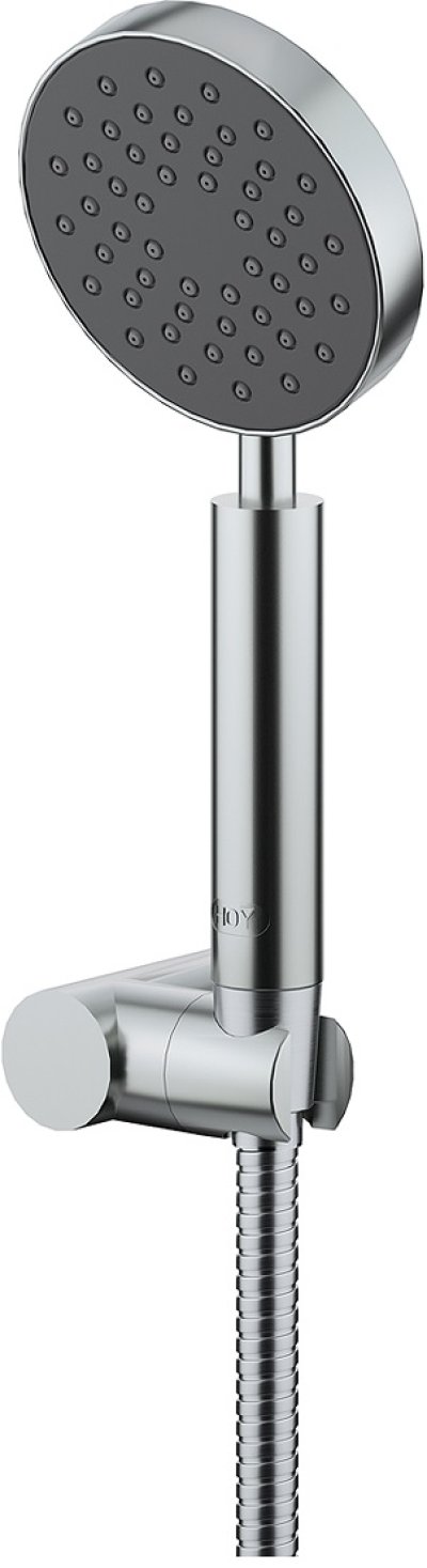 FJHOF-S120AC ฝักบัวมือถือด้ามโค้งชุบซาติน 4"พร้อมสายสเตนเลส และขายึด