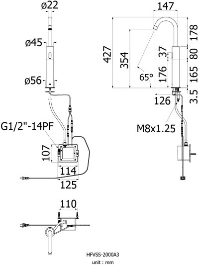HFVSS-2000A3 ก๊อกเซ็นเซอร์อ่างล้างหน้าตั้งพื้น MARATHON