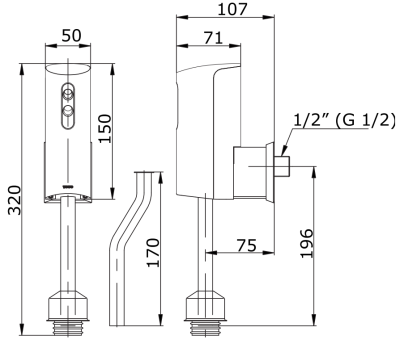 TS446DCR ฟลัชวาล์วเซ็นเซอร์โถปัสสาวะชาย แบบถ่านอัลคาไลน์