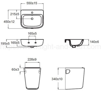 TF-0262/7062-WT-0 (CCAS0262-0010410F0/CCAS7062-1000410F0) อ่างล้างหน้า แบบขาตั้งลอย รุ่น LOVEN