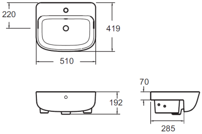 TF-0533-WT (1011031C00) อ่างล้างหน้า แบบฝังครึ่งเคาน์เตอร์ รุ่น LOVEN