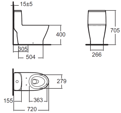  TF-2033SC-WT-0 (1029091C00) สุขภัณฑ์ แบบชิ้นเดียว 3/4.5 ลิตร รุ่น LOVEN