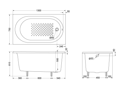 FBY1380PE อ่างอาบน้ำเหล็กหล่อ (ไม่รวมสะดือ)