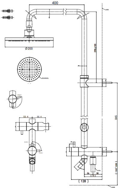 TBW07005T ชุดฝักบัวก้านแข็ง 1 ฟังก์ชัน (Round)