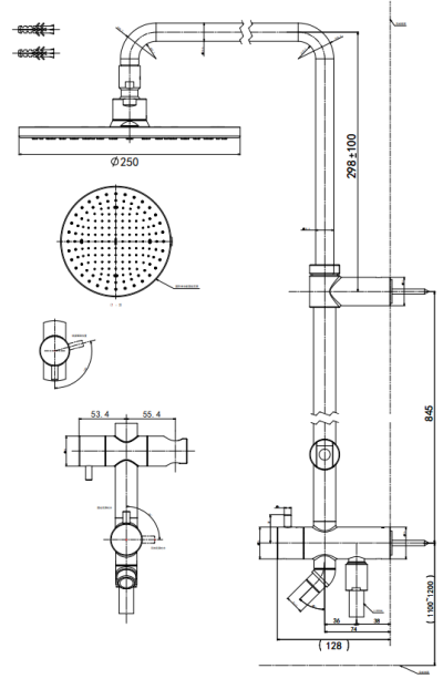 TBW07006T ชุดฝักบัวก้านแข็ง 1 ฟังก์ชัน