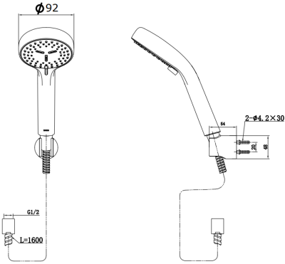 TBW07012T ฝักบัวพร้อมสาย 2 ฟังก์ชั่น