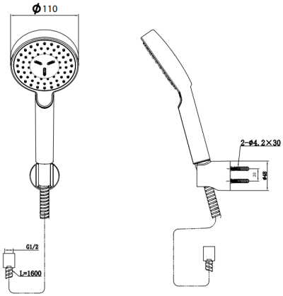 TBW07008T ฝักบัวพร้อมสาย 1 ระบบ