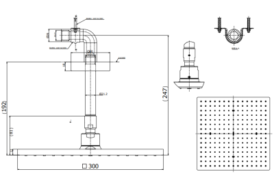 TBW08003T1 ฝักบัวก้านแข็ง (ชนิดแขวนเพดาน) ขนาด 300 x 300 mm.