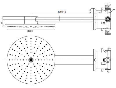 TBW07004T ฝักบัวก้านแข็ง 2 ฟังก์ชัน (ชนิดติดผนัง) (WARM SPA) ø 300 มม.