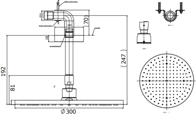 TBW07003T1#PFG ฝักบัวก้านแข็ง (ชนิดแขวนเพดาน) ø 300 mm.