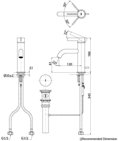 TLG11301T#BBR ก๊อกผสมอ่างล้างหน้าแบบก้านโยก พร้อมสะดือป๊อปอัพ รุ่น GF  