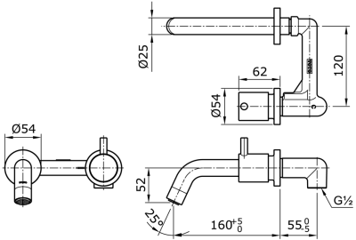 TX124LESR ก๊อกน้ำเย็นอ่างล้างหน้า แบบติดผนัง