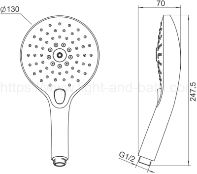 A-6017-GL (FFAS9H11-000GL0BT0) หัวฝักบัวสายอ่อน รุ่น RAIN CLICK (GOLD)