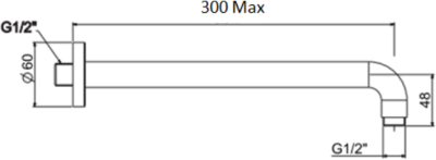 A-1026-BK ก้านฝักบัวเรนชาวเวอร์ แบบออกผนัง ขนาด 17 นิ้ว (MATT BLACK)