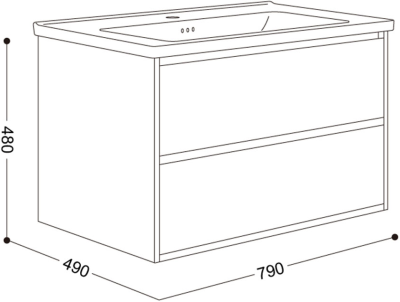 J BC-7039-GR/SET ชุดอ่างล้างหน้าพร้อมตู้เก็บของ ลิ้นชัก ขนาด 80 ซม.