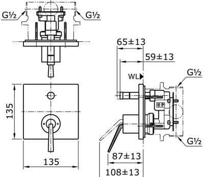 TBP02302T#BFG ก๊อกผสมยืนอาบน้ำชนิดฝังผนัง+ชุดเปลียนทิศทางน้ำ