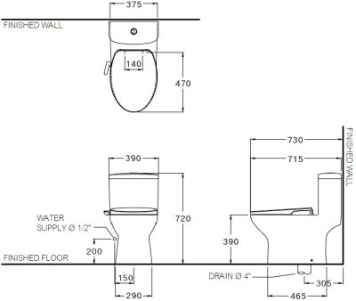 C105337(CN5) สุขภัณฑ์แบบชิ้นเดียว 3/4.5 ลิตร รุ่น MOST