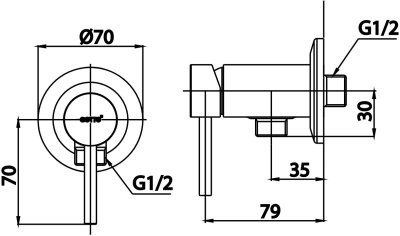 CT1261A1#BL วาล์วเปิด-ปิดน้ำสำหรับฝักบัว รุ่น GEO