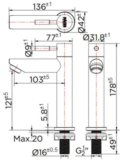 KF-79-100A-63 ก๊อกเดี่ยวอ่างล้างหน้า (ไม่มีป๊อบอัพ)(สเตนเลส 304)