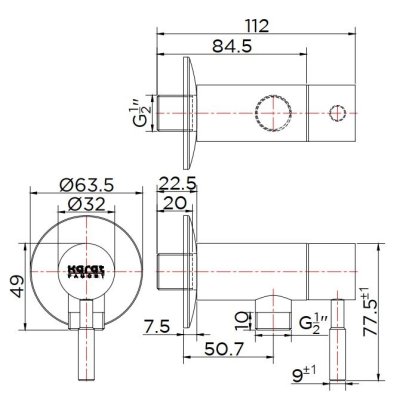 KF-79-470-63 ก๊อกเดี่ยวติดผนัง สำหรับฝักบัวสายอ่อน