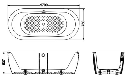 FBY1716CPW อ่างอาบน้ำเหล็กหล่อ+แผงครอบอ่าง+สะดือ