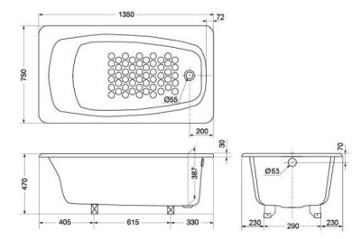 PAY1320P อ่างอาบน้ำอะคริลิค