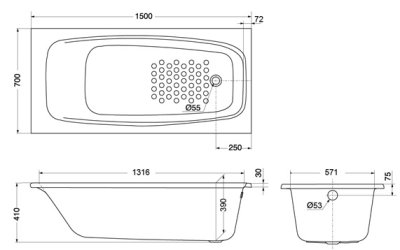 PAY1510PE-1 อ่างอาบน้ำอะคริลิค