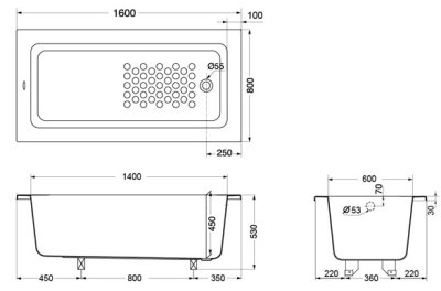 PAY1600/DB อ่างอาบน้ำอะคริลิค+สะดือ