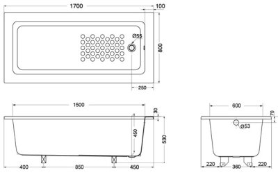 PAY1700 อ่างอาบน้ำอะคริลิค