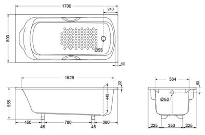 PAY1750PE-1 อ่างอาบน้ำอะคริลิค