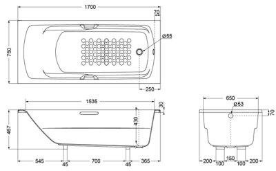 PAY17A0PE อ่างอาบน้ำอะคริลิค