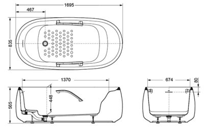 PJY1744HPW#MW อ่างอาบน้ำหินอ่อนสังเคราะห์ แบบมีมือจับ (Matte White)