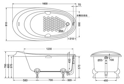 PPY1610HIW อ่างอาบน้ำเพิร์ลตั้งพื้นแบบมือจับ+สะดือ