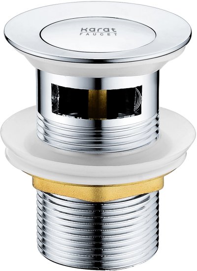 KA-08-257-63 สะดืออ่างล้างหน้าแบบกด (มีรูน้ำล้น) สแตนเลส 304