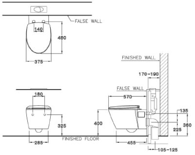 SC1986(T) สุขภัณฑ์ แบบแขวนผนัง 3/4.5 ลิตร รุ่น CHARISMA +C962170+C942001