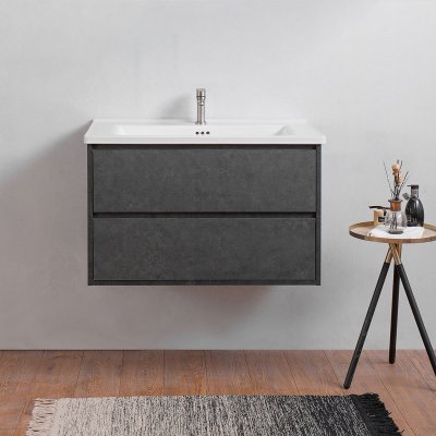 J BC-7039-GR/SET ชุดอ่างล้างหน้าพร้อมตู้เก็บของ ลิ้นชัก ขนาด 80 ซม.