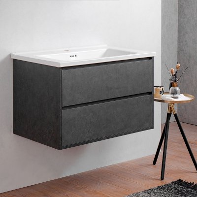 J BC-7039-GR/SET ชุดอ่างล้างหน้าพร้อมตู้เก็บของ ลิ้นชัก ขนาด 80 ซม.