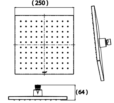 ZF14V#BN2 หัวฝักบัวก้านแข็งขนาด 10 นิ้ว สีแบ็กโครม