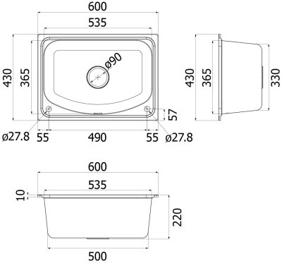 HLS13-201A1 อ่างล้างจาน 1 หลุม