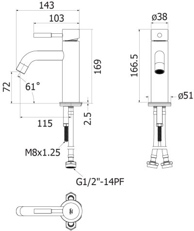 HFVSP-2001A7 ก๊อกเดี่ยวผสมอ่างล้างหน้า OD38MM.ตั้งพื้น รุ่น MARATHON