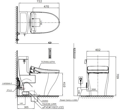 CW624UW6 สุขภัณฑ์ แบบชิ้นเดียว 4.8 ลิตร +TCF4911ETH