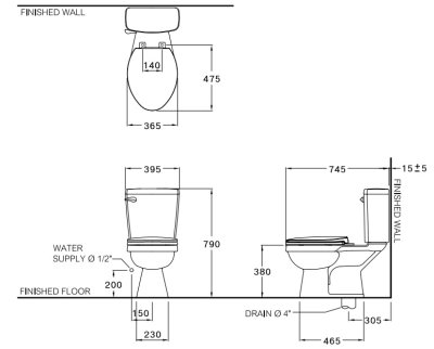 C13457 สุขภัณฑ์ แบบสองชิ้น 4.5 ลิตร รุ่น BB