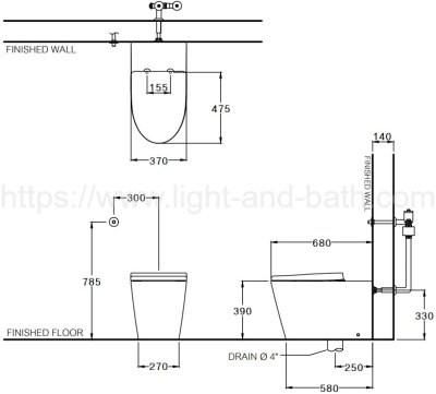 C134907BI สุขภัณฑ์ชนิดตั้งพื้นใช้กับฟลัชวาล์วชนิดน้ำเข้าด้านหลัง (ท่อลงพื้น) รุ่น WITT