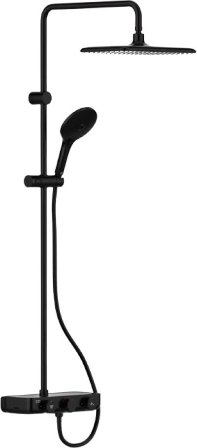 A-6110-978-908AT-BK (FFAS4955-701440BT0) ก๊อกผสมควบคุมอุณหภูมิอัตโนมัติพร้อมชุดฝักบัวสายอ่อนและเรนชาวเวอร์