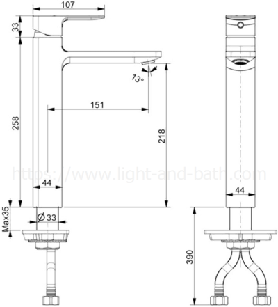 A-1302-110B-GL ก๊อกผสมอ่างล้างหน้าแบบทรงสูง ไม่รวมสะดืออ่างและสต๊อปวาล์ว รุ่น ACACIA EVOLUTION (GOLD)