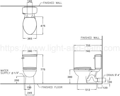 C1375 สุขภัณฑ์ แบบสองชิ้น 6 ลิตร รุ่น ALEX P